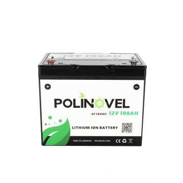 Polinovel Longer Lifespan Rechargeable Solar Storage RV Camping Trailer 12V 100Ah Lithium ion LiFePO4 Battery Pack